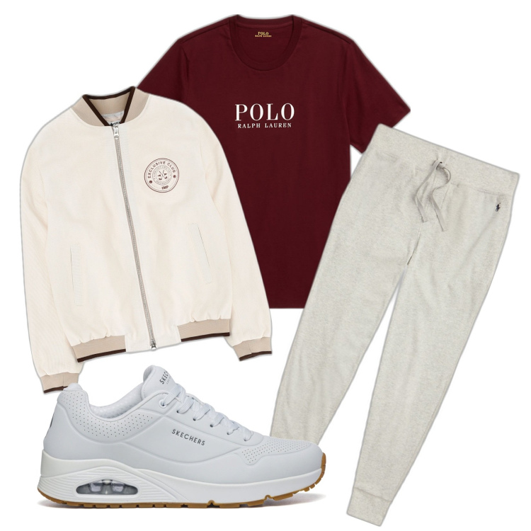 Outfit uomo - Total look #1692814. Stile Casual per Tutti i giorni. Abbinamento con giacche, t-shirt, pantaloni, sneakers.