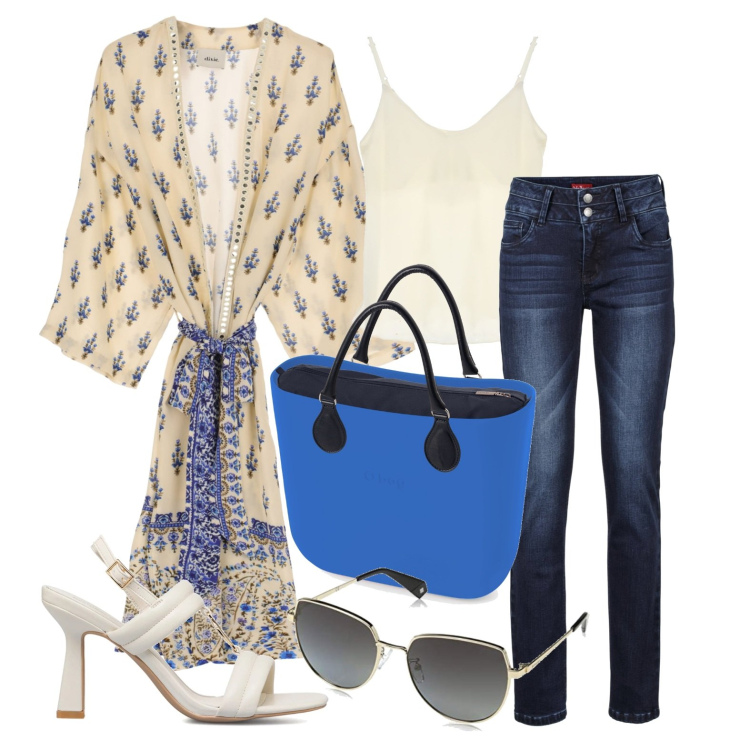 Outfit donna - Ghost outfitter - agosto. Stile Casual chic per Tutti i giorni. Abbinamento con jeans, sandali col tacco, cardigans, canottiere, occhiali da sole, borse a spalla.