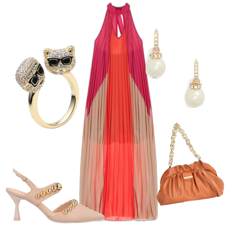 Outfit donna - Total look #1694411. Stile Romantica per Tutti i giorni. Abbinamento con décolleté, borse a mano, anelli, vestiti lunghi, orecchini.