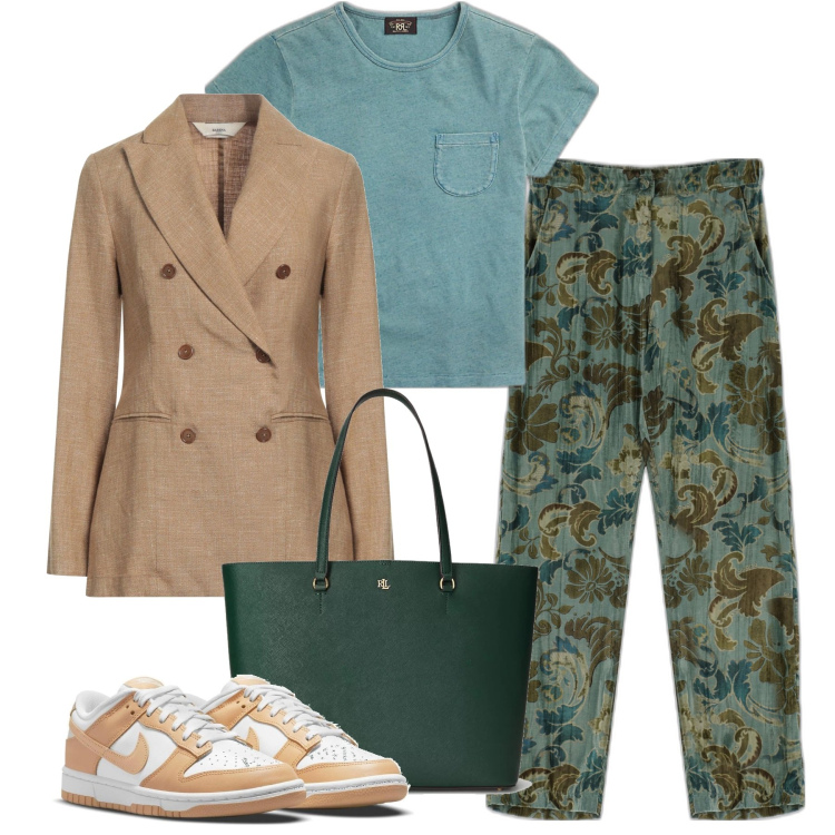 Outfit donna - Pantaloni morbidi. Stile Casual chic per Tutti i giorni. Abbinamento con blazer, sneakers, t-shirt, borse tote, pantaloni.