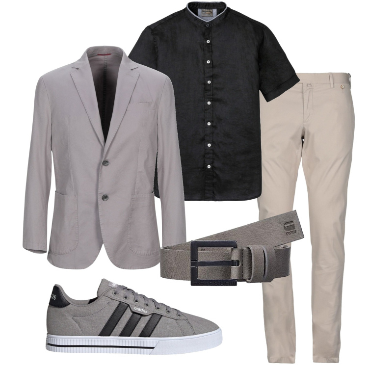 Outfit uomo - Gradazioni di grigio. Stile Urban per Tutti i giorni. Abbinamento con camicie a manica corta, pantaloni, giacche, sneakers, cinture.