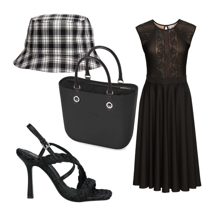 Outfit donna - Total look #1697628. Stile Trendy per Tutti i giorni. Abbinamento con vestiti, sandali in pelle, borse a spalla, cappelli.