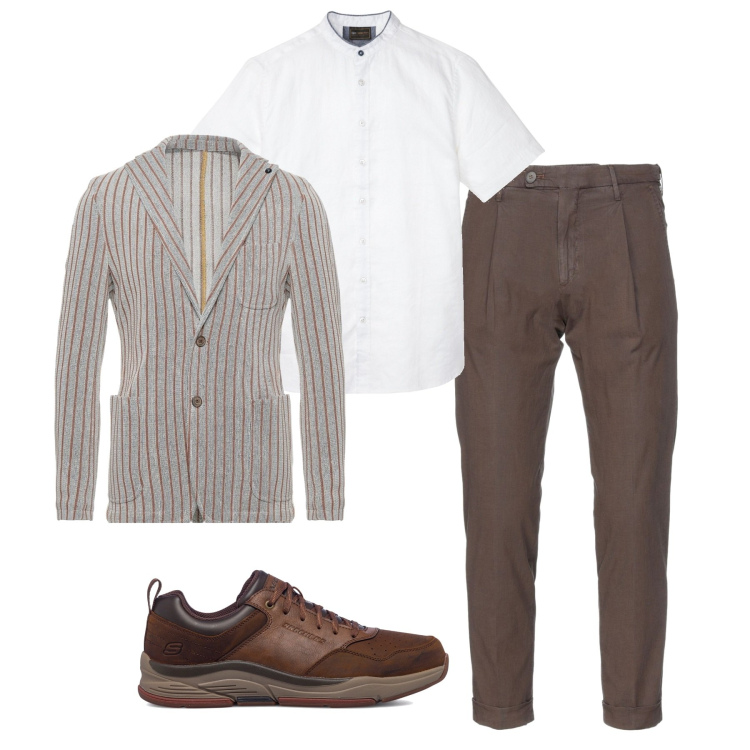 Outfit uomo - Bruciato. Stile Trendy per Tutti i giorni. Abbinamento con camicie a manica corta, giacche, pantaloni, sneakers.