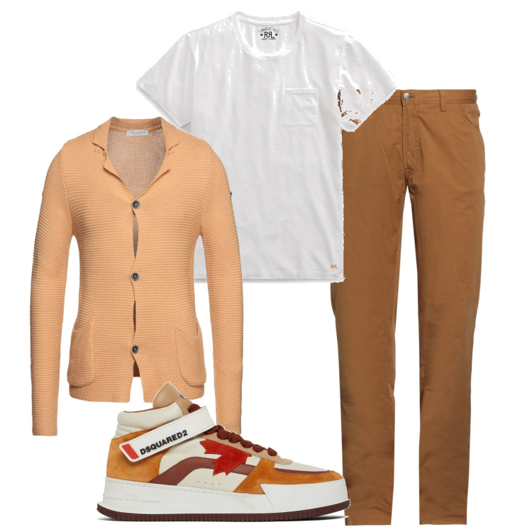 Outfit uomo - Curry. Stile Trendy per Tutti i giorni. Abbinamento con giacche, pantaloni, t-shirt, sneakers alte.
