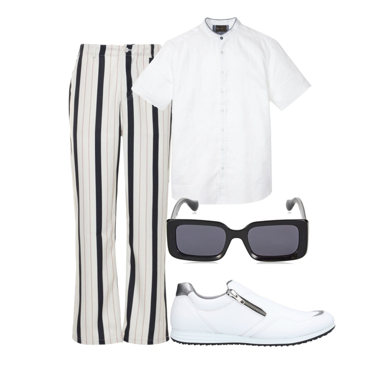 Outfit uomo - Total look #1698126. Stile Trendy per Tutti i giorni. Abbinamento con camicie a manica corta, sneakers, pantaloni, occhiali da sole.