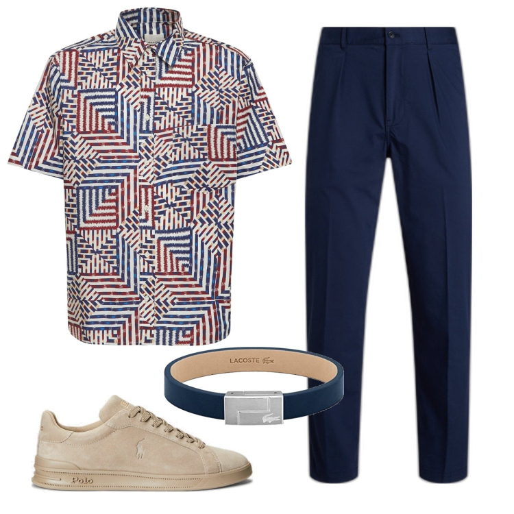 Outfit uomo - Elegante. Stile Business/Elegante per Serata speciale. Abbinamento con sneakers, pantaloni, camicie, braccialetti.