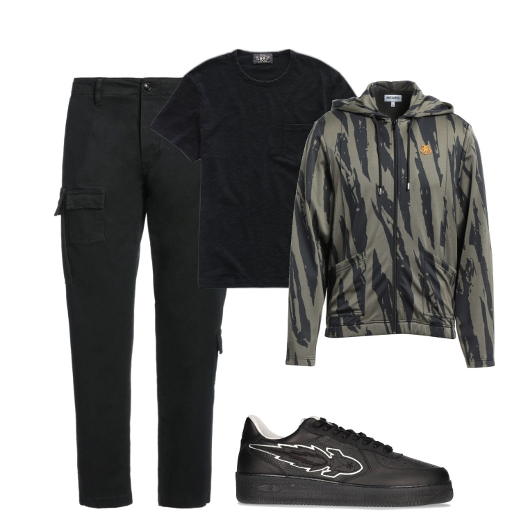 Outfit uomo - La giacca military. Stile Casual per Tutti i giorni. Abbinamento con felpe con cappuccio, pantaloni, t-shirt, sneakers.