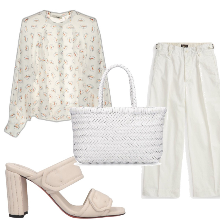 Outfit donna - Total look #1699459. Stile Trendy per Tutti i giorni. Abbinamento con sandali col tacco, camicie, pantaloni, borse a mano.