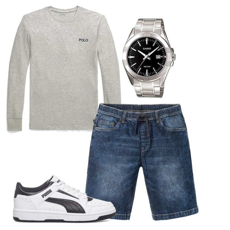 Outfit uomo - City city city. Stile Casual per Tutti i giorni. Abbinamento con bermuda, maglieria, sneakers, orologi.