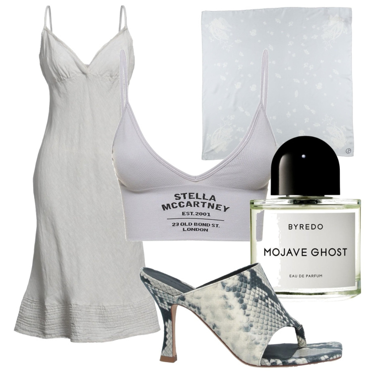 Outfit donna - Grigio notte. Stile Basic per Tutti i giorni. Abbinamento con infradito, pigiama, sciarpe, bralette, profumi.