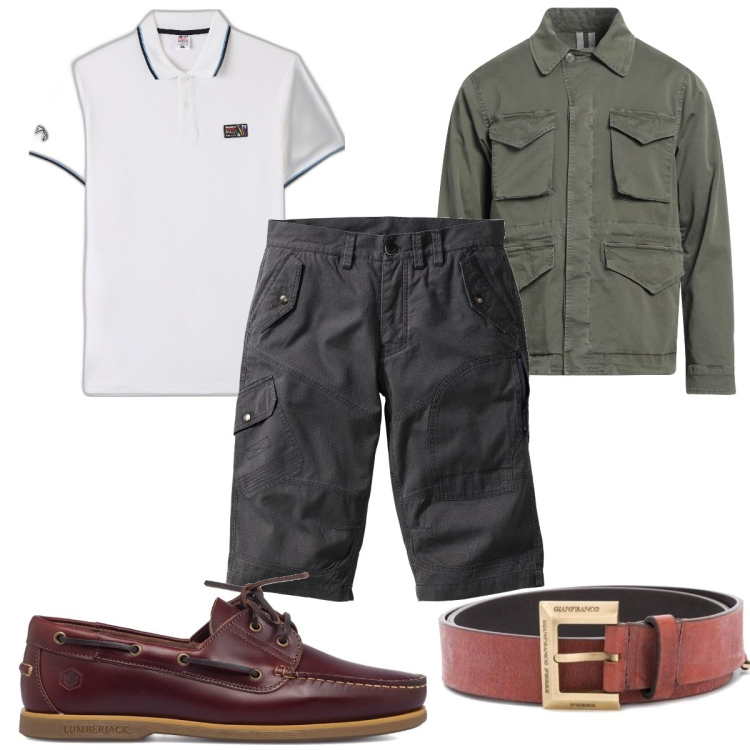 Outfit uomo - Total look #1699779. Stile Casual per Tutti i giorni. Abbinamento con bermuda, camicie, cinture, polo, scarpe stringate.