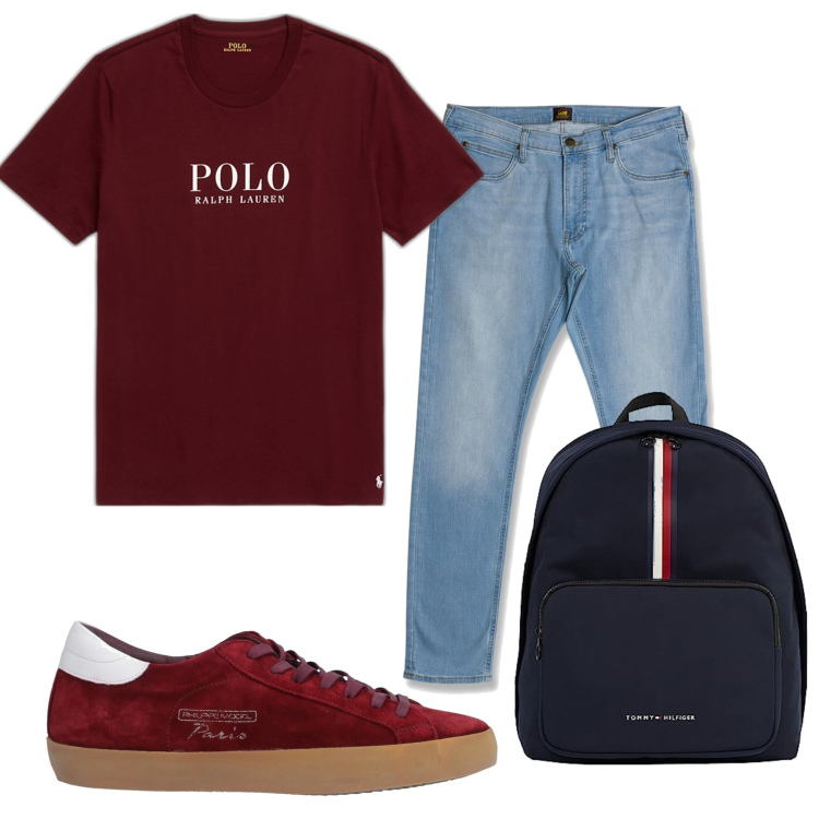 Outfit uomo - Total look #1700098. Stile Urban per Tutti i giorni. Abbinamento con sneakers, t-shirt, jeans slim fit, borse sportive.