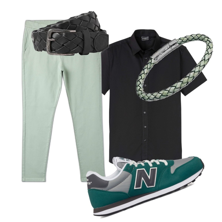 Outfit uomo - Total look #1700508. Stile Casual per Tutti i giorni. Abbinamento con camicie a manica corta, pantaloni skinny, sneakers, braccialetti, cinture.