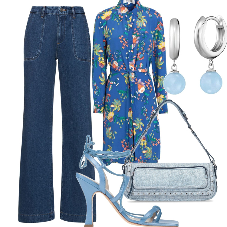 Outfit donna - Lo chemisier come camicia. Stile Trendy per Tutti i giorni. Abbinamento con infradito, vestiti corti, borse a spalla, jeans dritti, orecchini.