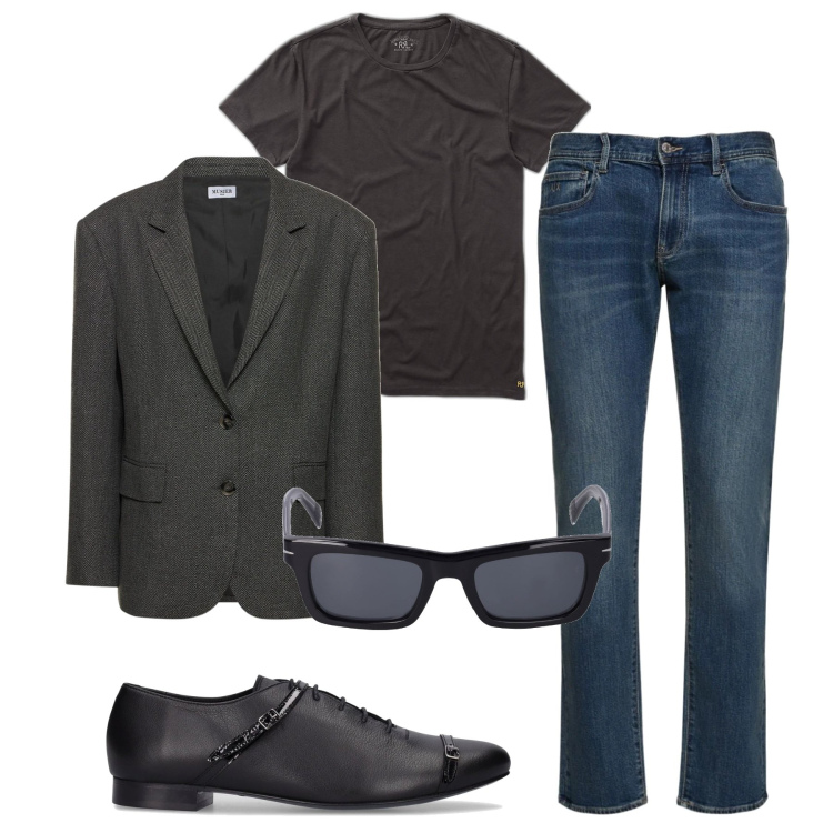 Outfit uomo - Arriva il fresco. Stile Urban per Tutti i giorni. Abbinamento con t-shirt, jeans slim fit, occhiali da sole, scarpe stringate, giacche.