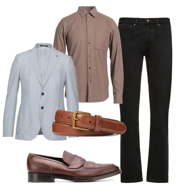 Outfit uomo - Spezzato con ghiaccio. Stile Business/Elegante per Serata speciale. Abbinamento con scarpe stringate, camicie, giacche, cinture, jeans skinny.