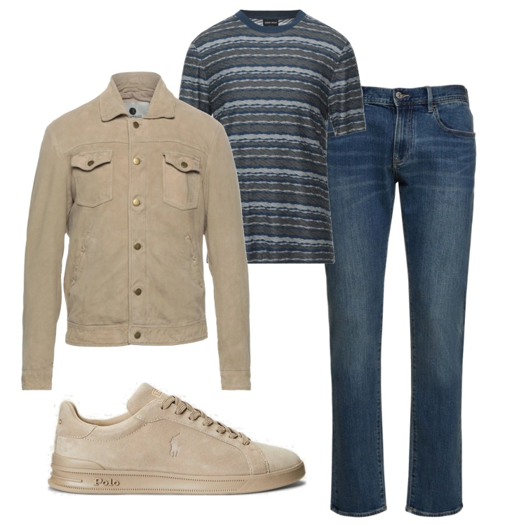 Outfit uomo - Righe e giubbotto. Stile Casual per Tutti i giorni. Abbinamento con giacche, t-shirt, sneakers, jeans slim fit.