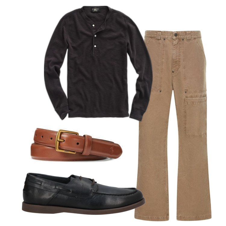 Outfit uomo - Casual. Stile Casual per Tutti i giorni. Abbinamento con scarpe stringate, cinture, t-shirt, pantaloni.