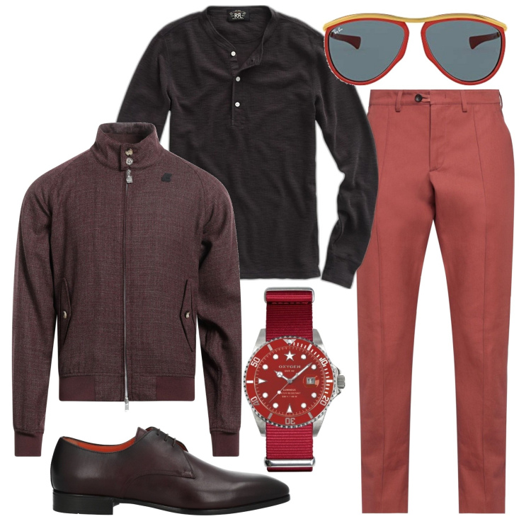 Outfit uomo - Presto autunno. Stile Trendy per Tutti i giorni. Abbinamento con pantaloni, scarpe stringate, giacche, t-shirt, orologi, occhiali da sole.