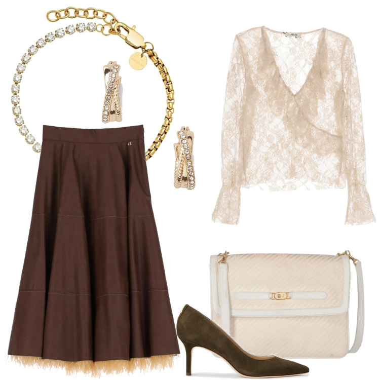 Outfit donna - Romantica in tulle e pizzo. Stile Romantica per Serata fuori. Abbinamento con borse a tracolla, maglieria, gonne longuette, orecchini, décolleté, braccialetti.