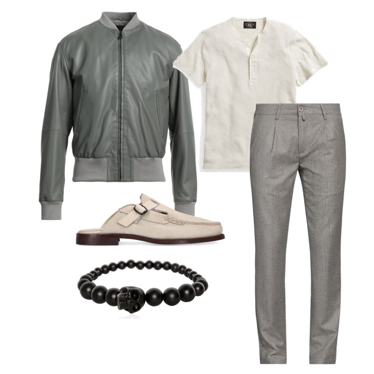 Outfit uomo - Ghost outfitter - agosto. Stile Business/Elegante per Serata speciale. Abbinamento con pantaloni, giacche, t-shirt, braccialetti, scarpe stringate.
