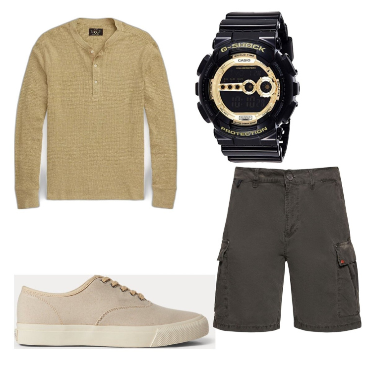 Outfit uomo - Total look #1702718. Stile Casual per Tutti i giorni. Abbinamento con sneakers, t-shirt, shorts, orologi digitali.