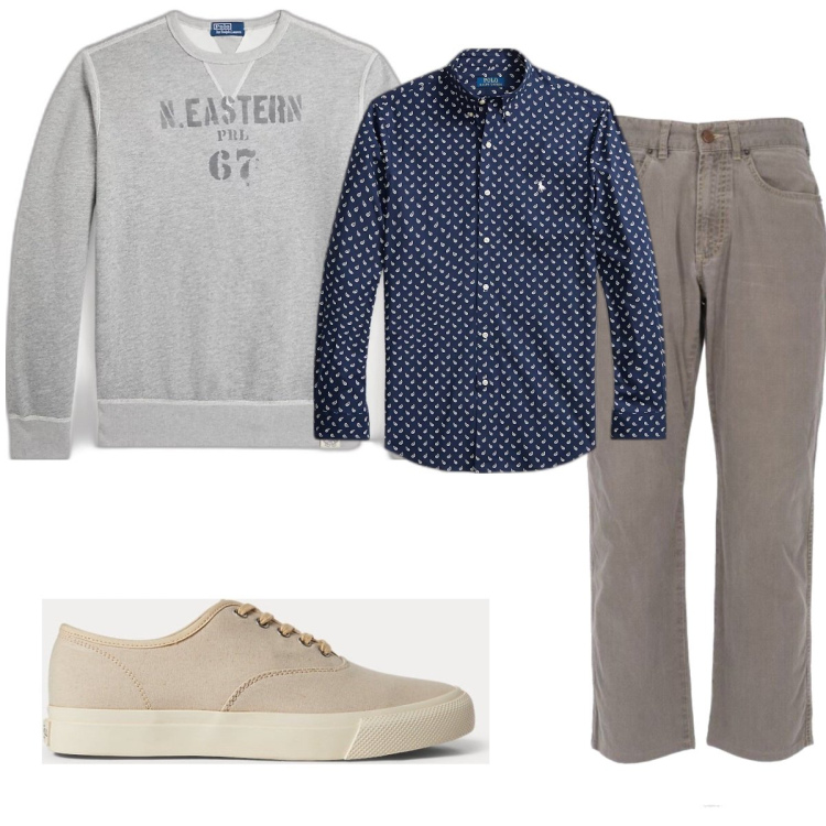 Outfit uomo - Total look #1702937. Stile Casual per Tutti i giorni. Abbinamento con jeans dritti, sneakers, camicie, felpe.