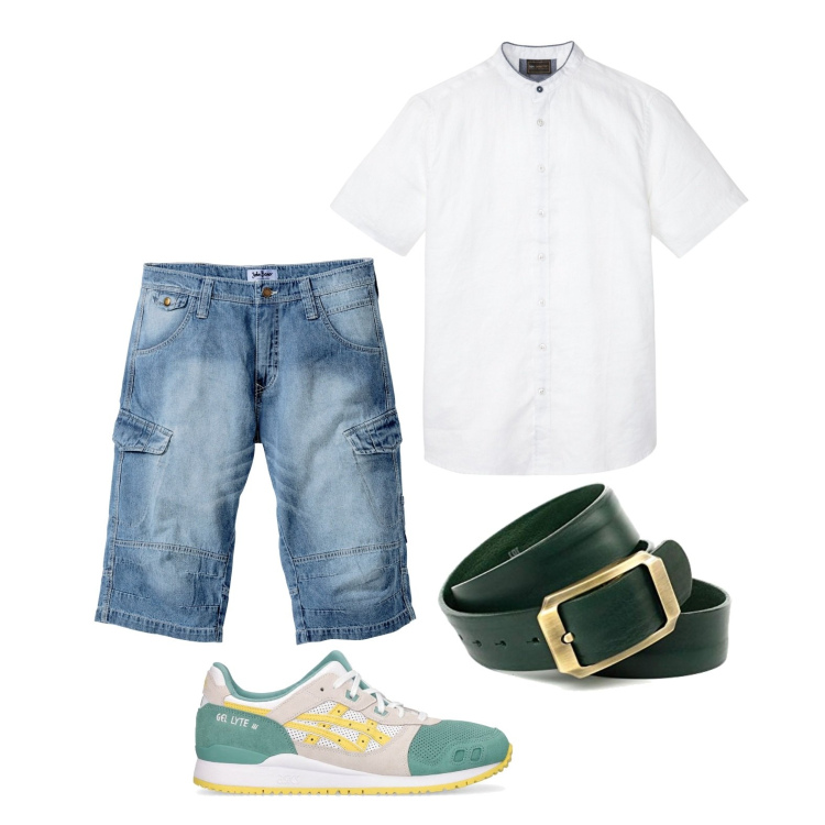 Outfit uomo - Ghost outfitter - agosto. Stile Casual per Tutti i giorni. Abbinamento con bermuda, camicie a manica corta, sneakers, cinture.