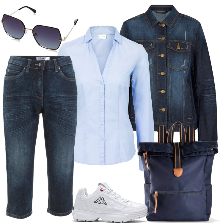 Outfit donna - Gita fuori porta con gli amici. Stile Casual per Tutti i giorni. Abbinamento con camicie, jeans, zaini, sneakers, cappotti, occhiali da sole.