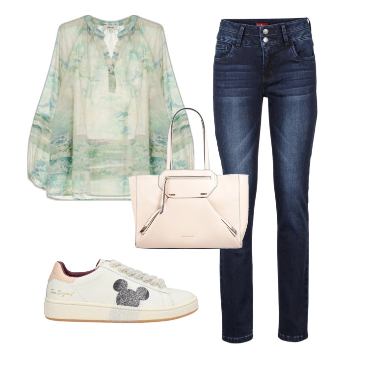 Outfit donna - Total look #1704551. Stile Casual per Tutti i giorni. Abbinamento con jeans, sneakers, borse a mano, camicie.