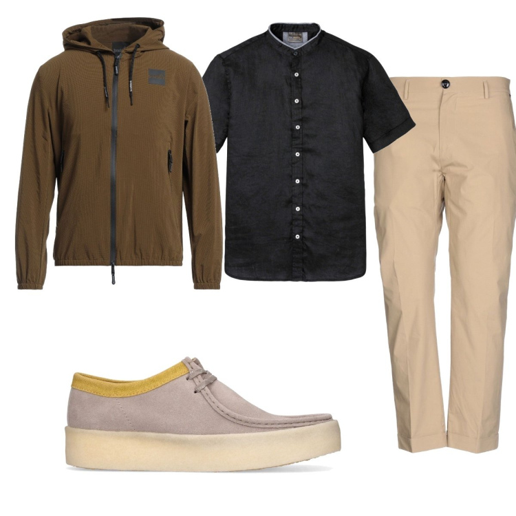 Outfit uomo - Total look #1704583. Stile Casual per Tutti i giorni. Abbinamento con camicie a manica corta, pantaloni, giacche, scarpe stringate.