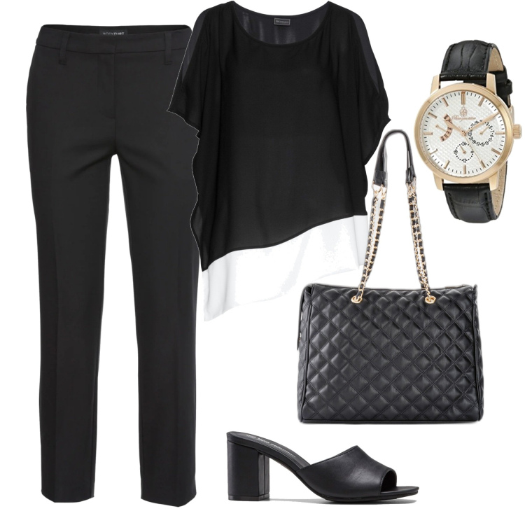 Outfit donna - Bonprix. Stile Casual chic per Tutti i giorni. Abbinamento con pantaloni, ciabatte, shopping bag, tuniche, orologi.