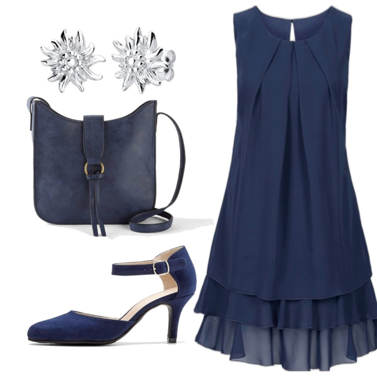 Outfit donna - Total look #1704810. Stile Chic per Cerimonia. Abbinamento con vestiti, décolleté, borse a tracolla, orecchini.