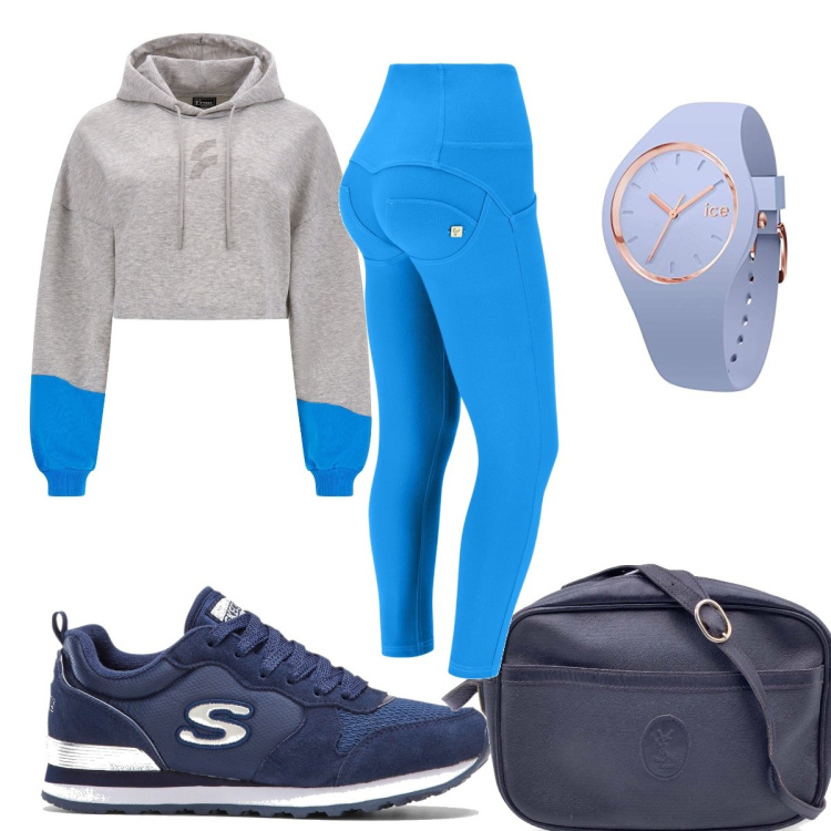 Outfit donna - Total look #1704813. Stile Basic per Scuola/Università. Abbinamento con sneakers, borse a tracolla, pantaloni skinny, felpe con cappuccio, orologi.