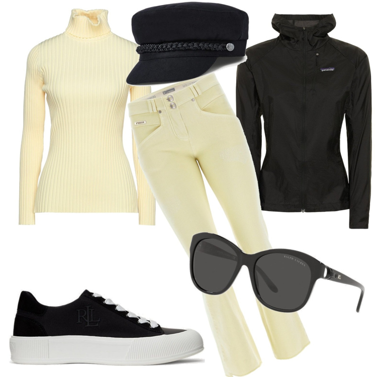 Outfit donna - Tempo libero. Stile Casual per Scuola/Università. Abbinamento con maglieria, pantaloni, occhiali da sole, sneakers, cappelli, blazer.