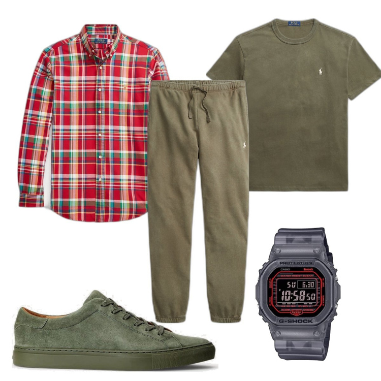 Outfit uomo - Total look #1704874. Stile Casual per Tutti i giorni. Abbinamento con t-shirt, pantaloni, camicie, sneakers, orologi.