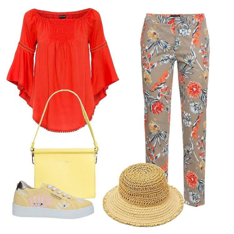 Outfit donna - Total look #1704908. Stile Boho per Tutti i giorni. Abbinamento con pantaloni, bluse, sneakers, borse a mano, berretti.