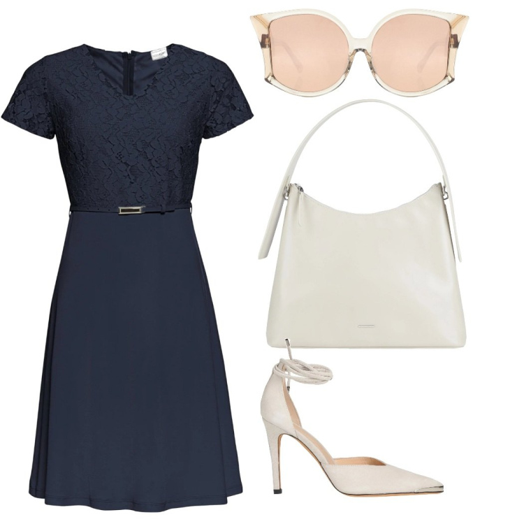 Outfit donna - Semplicemente elegante. Stile Bon Ton per Serata fuori. Abbinamento con vestiti corti, décolleté, borse a spalla, occhiali da sole.