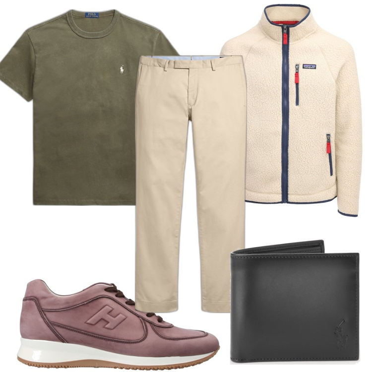 Outfit uomo - Total look #1705491. Stile Casual per Tutti i giorni. Abbinamento con sneakers, t-shirt, pantaloni chino, portafogli, giacche.