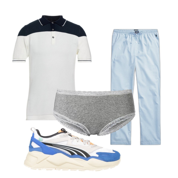 Outfit uomo - Total look #1705524. Stile Casual per Sport. Abbinamento con sneakers, pullovers, pantaloni, slip.