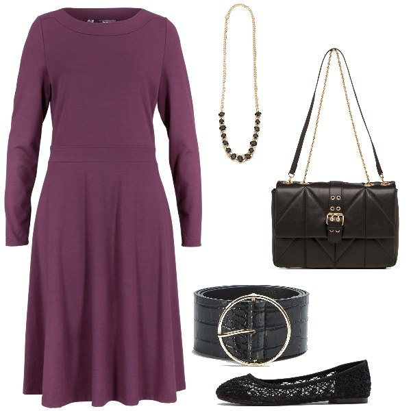 Outfit donna - Ha rinfrescato. Stile Minimal per Tutti i giorni. Abbinamento con ballerine, vestiti midi/longuette, cinture, collane, borse a tracolla.