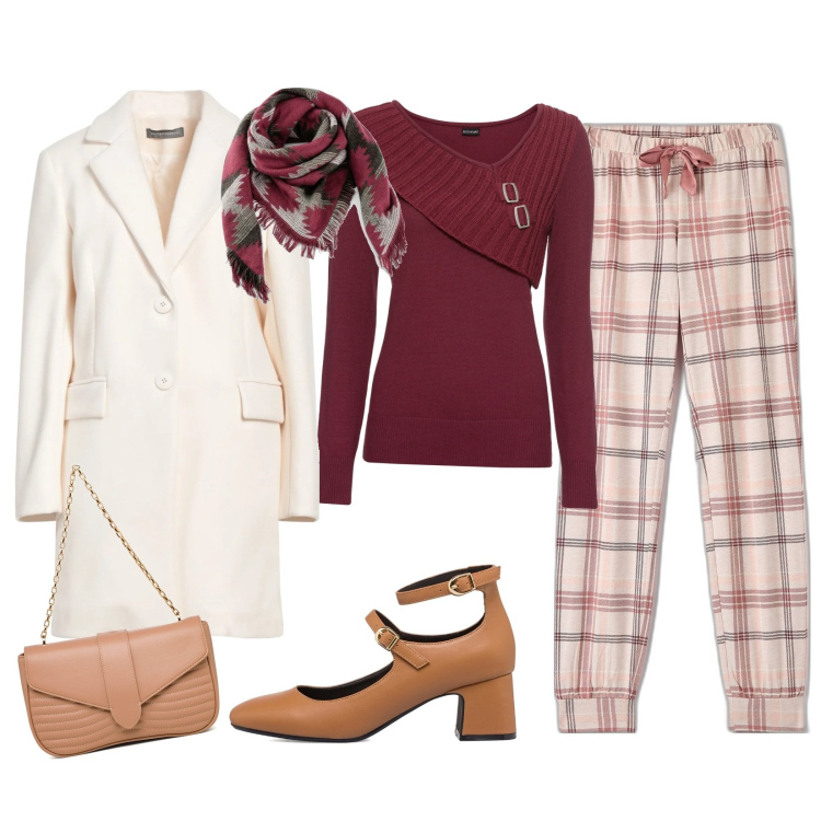 Outfit donna - Total look #1706958. Stile Casual chic per Tutti i giorni. look ideale per Petite. Abbinamento con maglieria, foulard, cappotti, pigiama, décolleté, borse a tracolla.