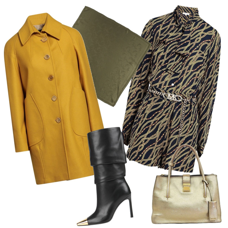 Outfit donna - Total look #1707031. Stile Casual chic per Serata fuori. look ideale per Tall. Abbinamento con cappotti, tute, stivali, borse a mano, sciarpe.