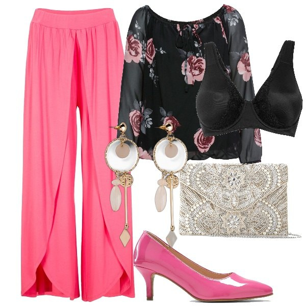Outfit donna - Cerimonia a settembre. Stile Romantica per Cerimonia. Abbinamento con pochette, reggiseni, orecchini, pantaloni, bluse, décolleté.