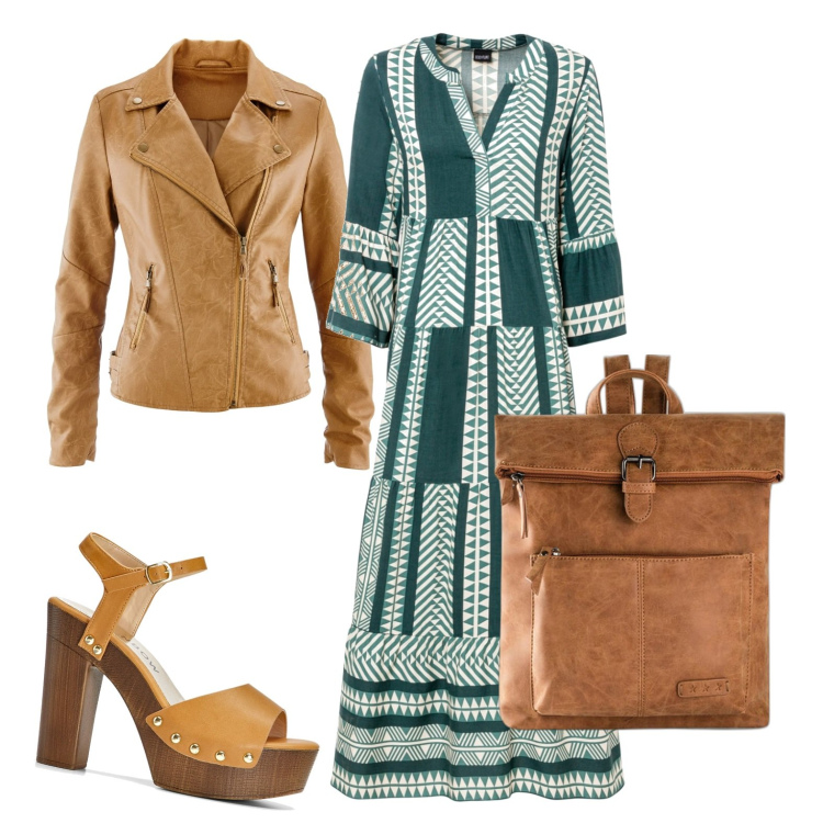 Outfit donna - Collezione Bonprix. Stile Casual chic per Ufficio. Abbinamento con vestiti lunghi, zaini, blazer, sandali col tacco.