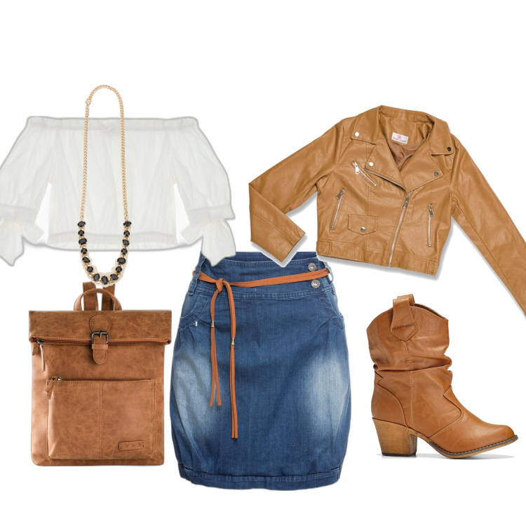 Outfit donna - Total look #1707270. per Serata fuori. Abbinamento con stivaletti texani, minigonne, zaini, camicie a manica corta, collane, cappotti.