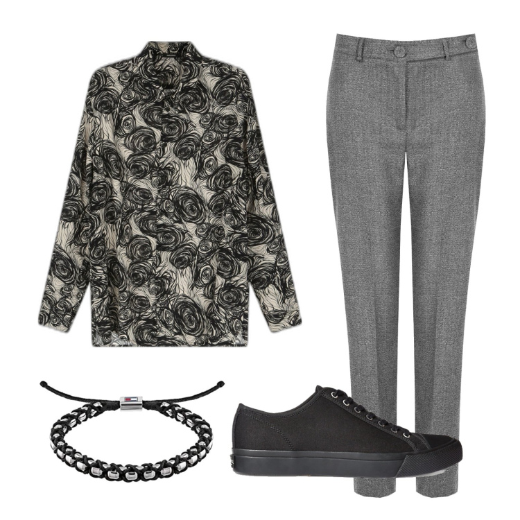 Outfit uomo - Fantasia autunnale. Stile Business/Elegante per Serata speciale. Abbinamento con pantaloni, camicie, sneakers, braccialetti.