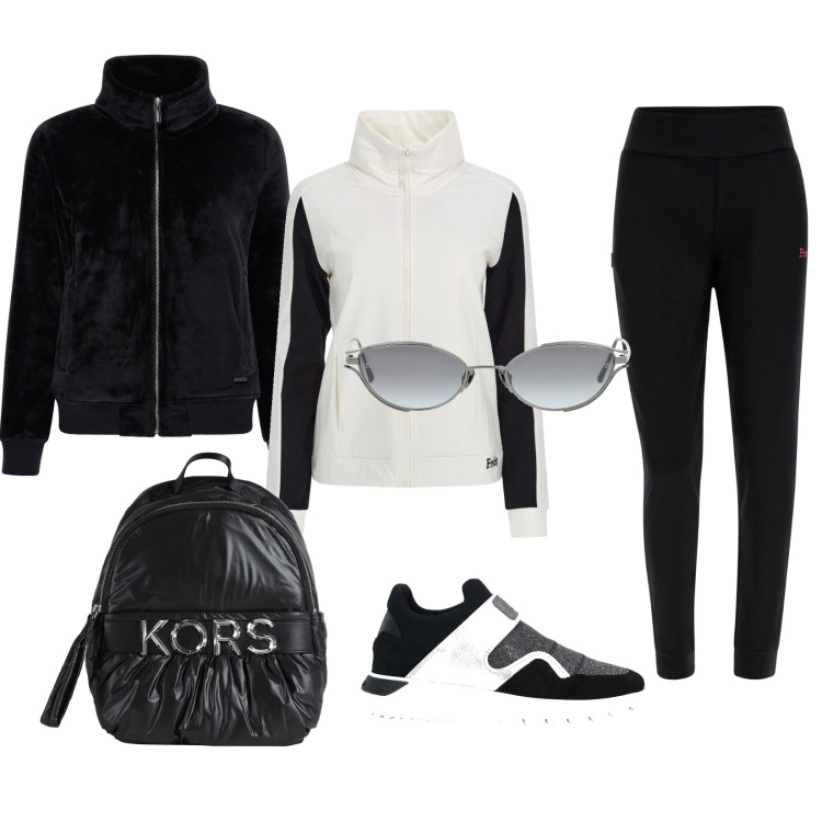 Outfit donna - Total look #1707413. Stile Sporty chic per Sport. Abbinamento con sneakers, zaini, occhiali da sole, tute, cappotti.