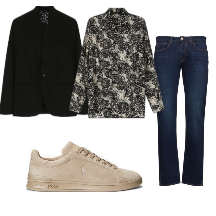 Outfit uomo - Total look #1707481. Stile Casual per Tutti i giorni. Abbinamento con camicie, cappotti, sneakers, jeans slim fit.