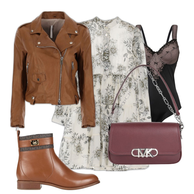 Outfit donna - Stivaletti marroni. Stile Trendy per Tutti i giorni. look ideale per Tall. Abbinamento con body, stivaletti, borse a mano, giacche, vestiti corti.